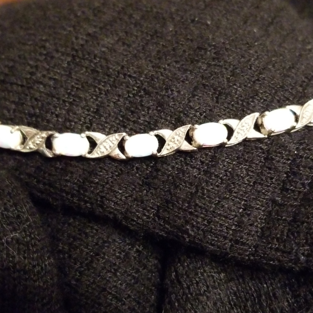 Lab Created Opal And Diamond Accent Bracelet
